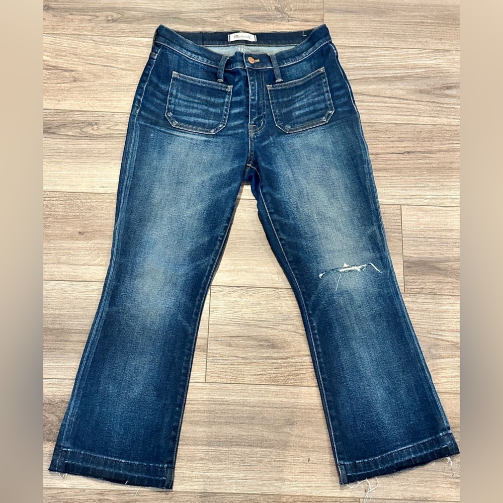Madewell Cali Demi Boot Patch Pocket Jeans in Dermott Wash Size 28 - Picture 3 of 11